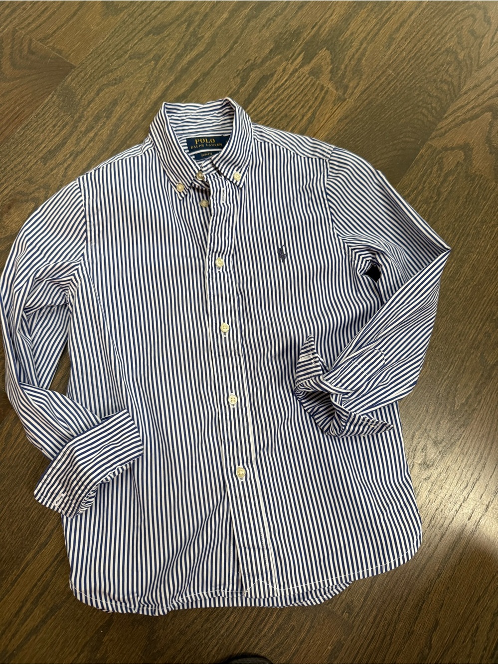 Ralph Lauren Boys Blue & White Striped Button-Down Shirt